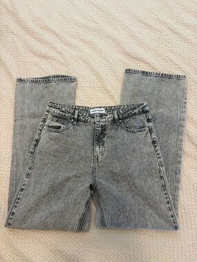 Ashley Mason Grey Acid-Wash Straight Jeans